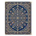 Ornate Navy Floral Medallion Scrollwork Rug