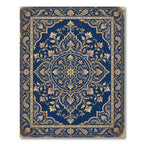 Ornate Navy Floral Medallion Scrollwork Rug