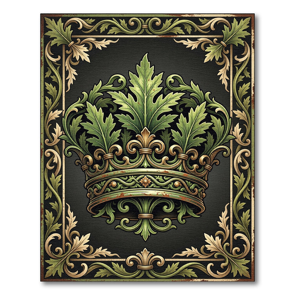 Ornate Green Acanthus Leaf Crown Rug