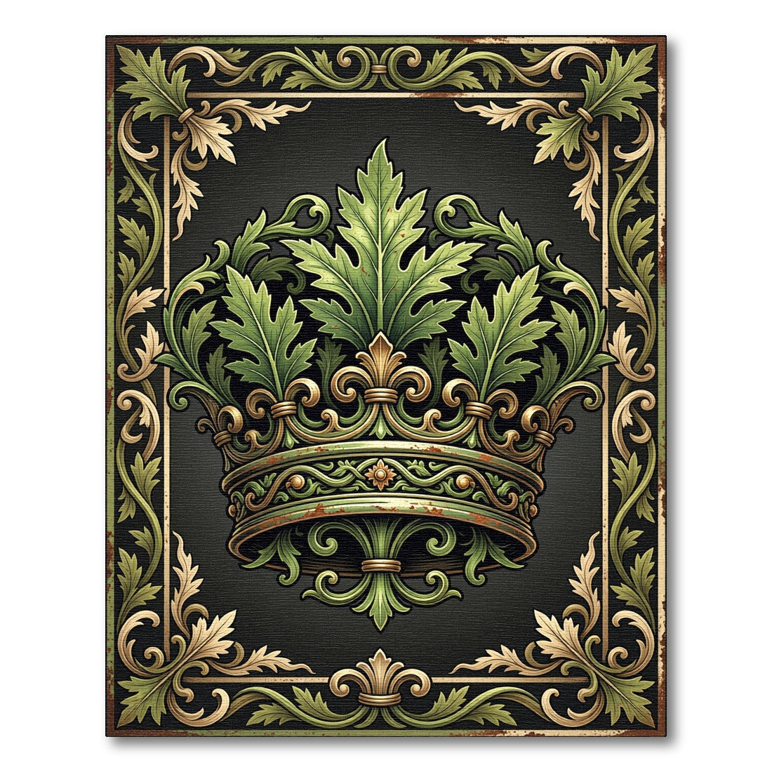Ornate Green Acanthus Leaf Crown Rug