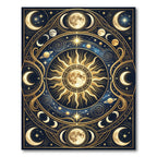 Celestial Sun and Moon Gold Tapestry Rug