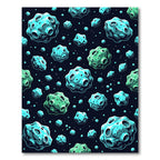 Cosmic Blue Asteroid Galaxy Space Surface Rug