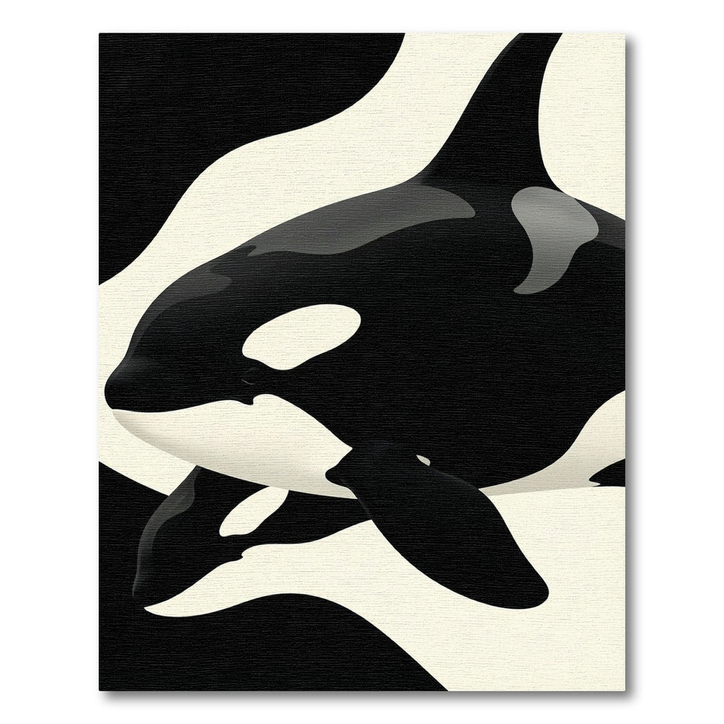Minimalist Black and White Orca Silhouette Rug