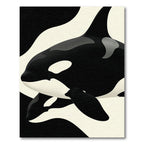 Minimalist Black and White Orca Silhouette Rug