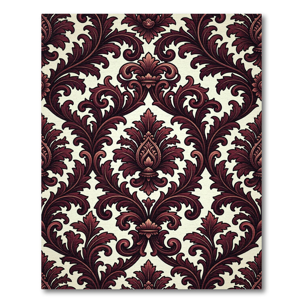 Rich Burgundy Acanthus Leaf Scroll Rug