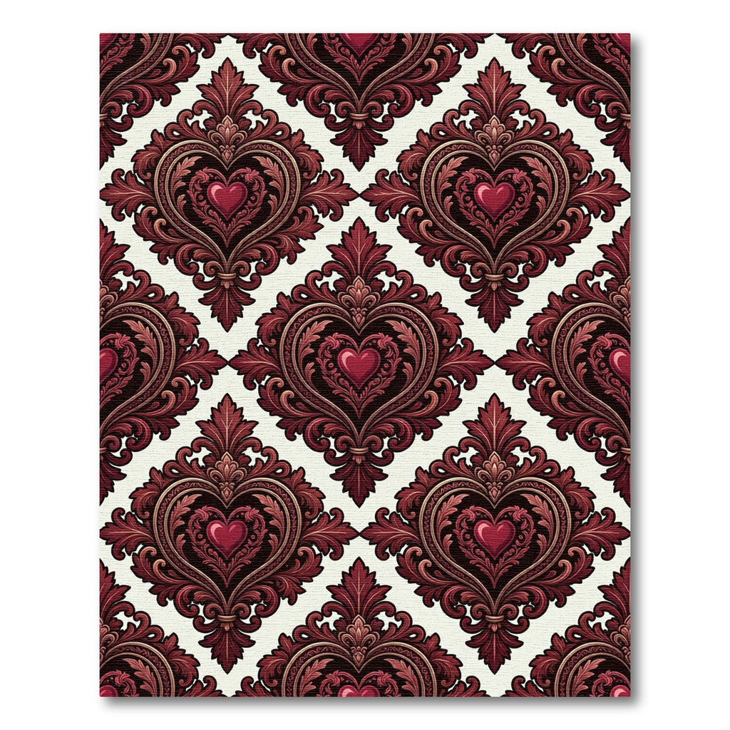 Gothic Crimson Heart Damask Rug