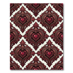 Gothic Crimson Heart Damask Rug