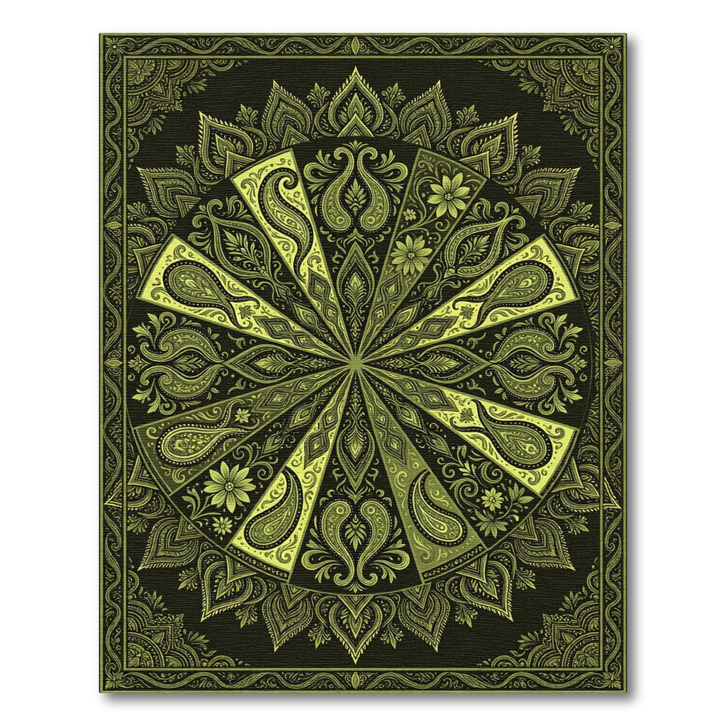 Golden Paisley Sunburst Mandala Rug