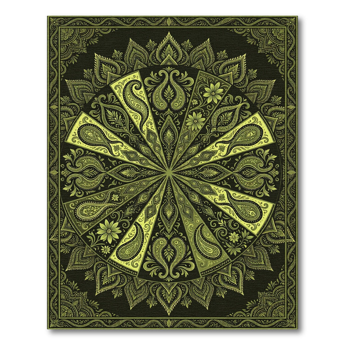 Golden Paisley Sunburst Mandala Rug