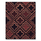 Geometric Deep Burgundy Quatrefoil Lattice Rug