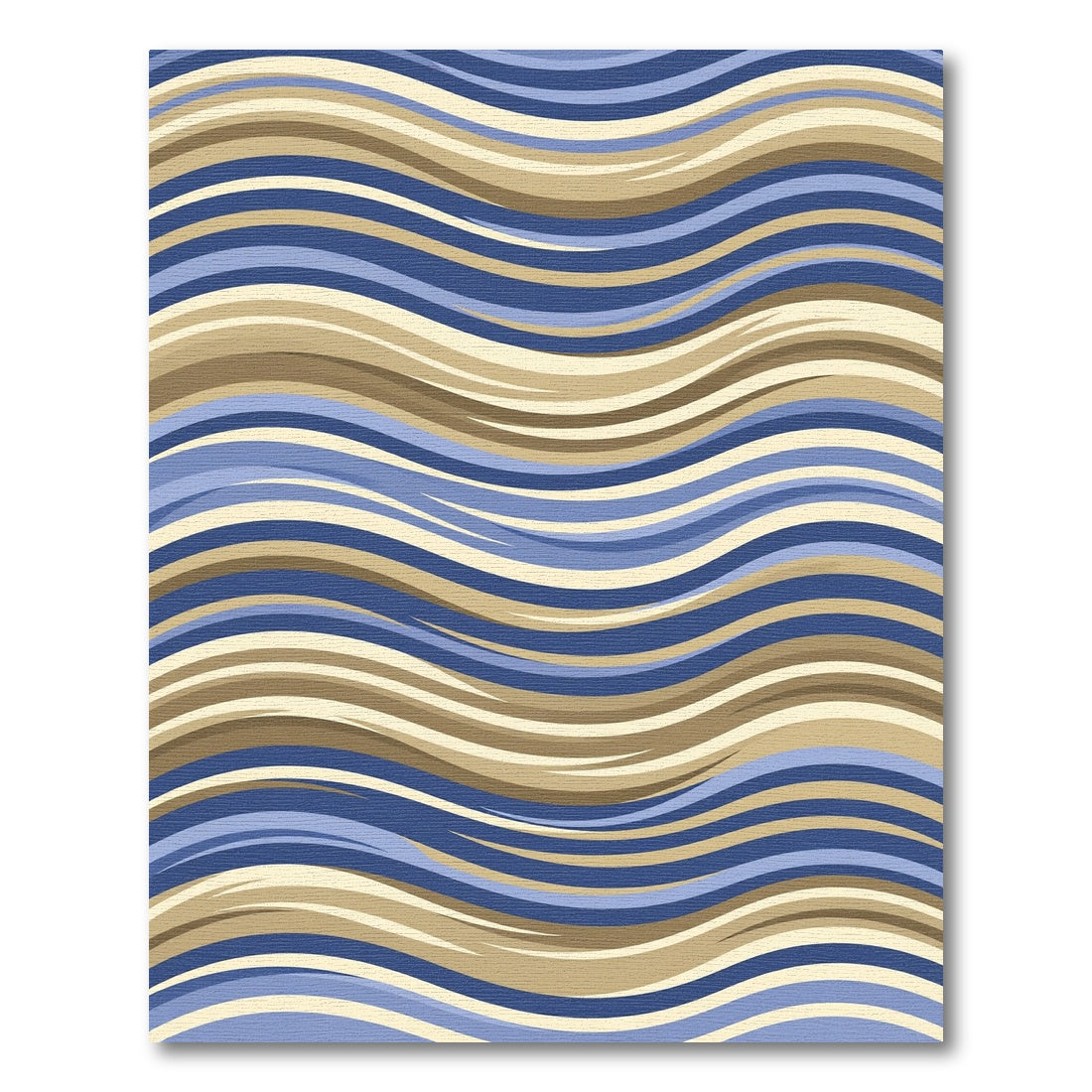 Coastal Blue and Sandy Wavy Stripes Rug