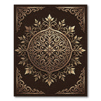 Ornate Antique Gold Filigree Medallion Rug