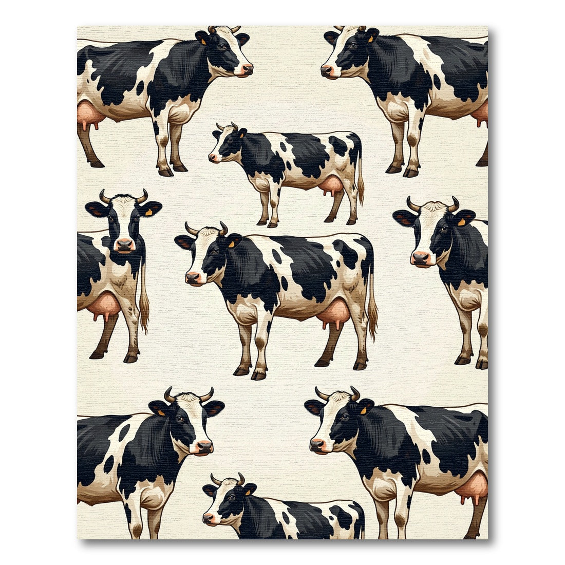 Whimsical Black and White Cattle Herd Rug