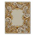 Elegant Gold White Leaf Scrollwork Rug