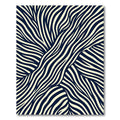 Abstract Navy and Cream Flowing Waves Rug