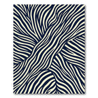 Abstract Navy and Cream Flowing Waves Rug