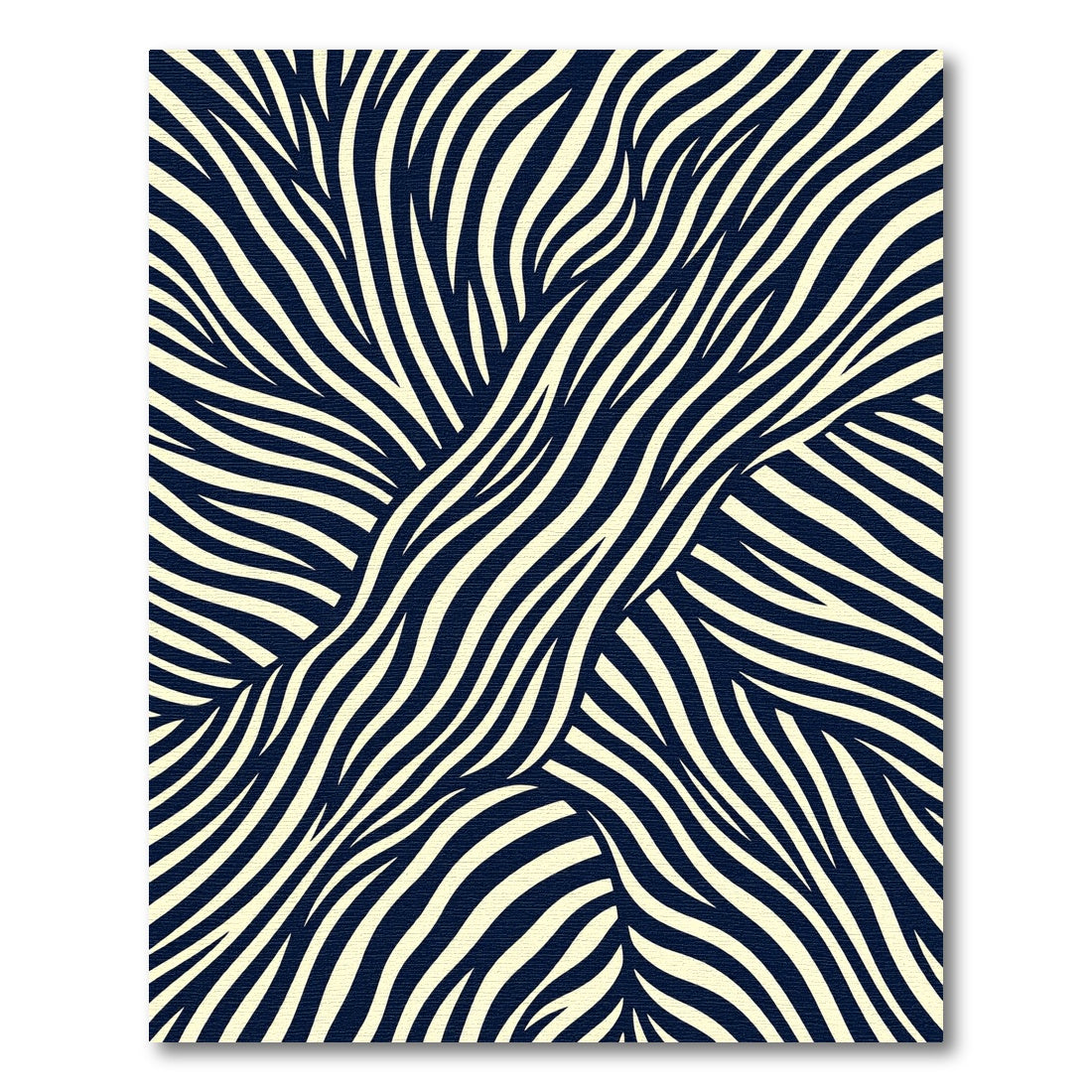 Abstract Navy and Cream Flowing Waves Rug