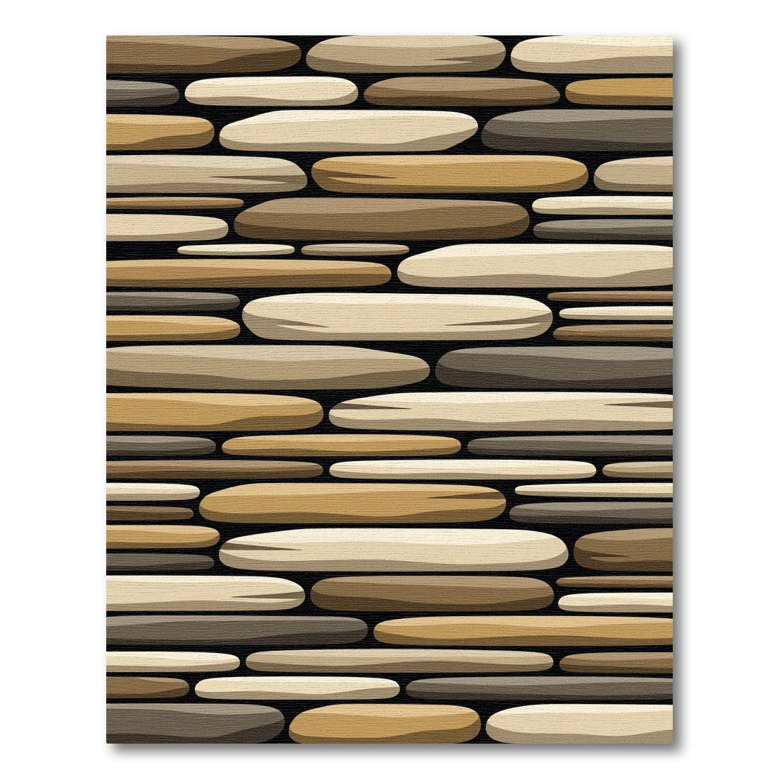 Modern Earthy Neutral Layered River Stone Rug