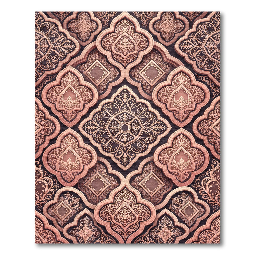 Rose Gold Arabesque Medallion Composition Rug