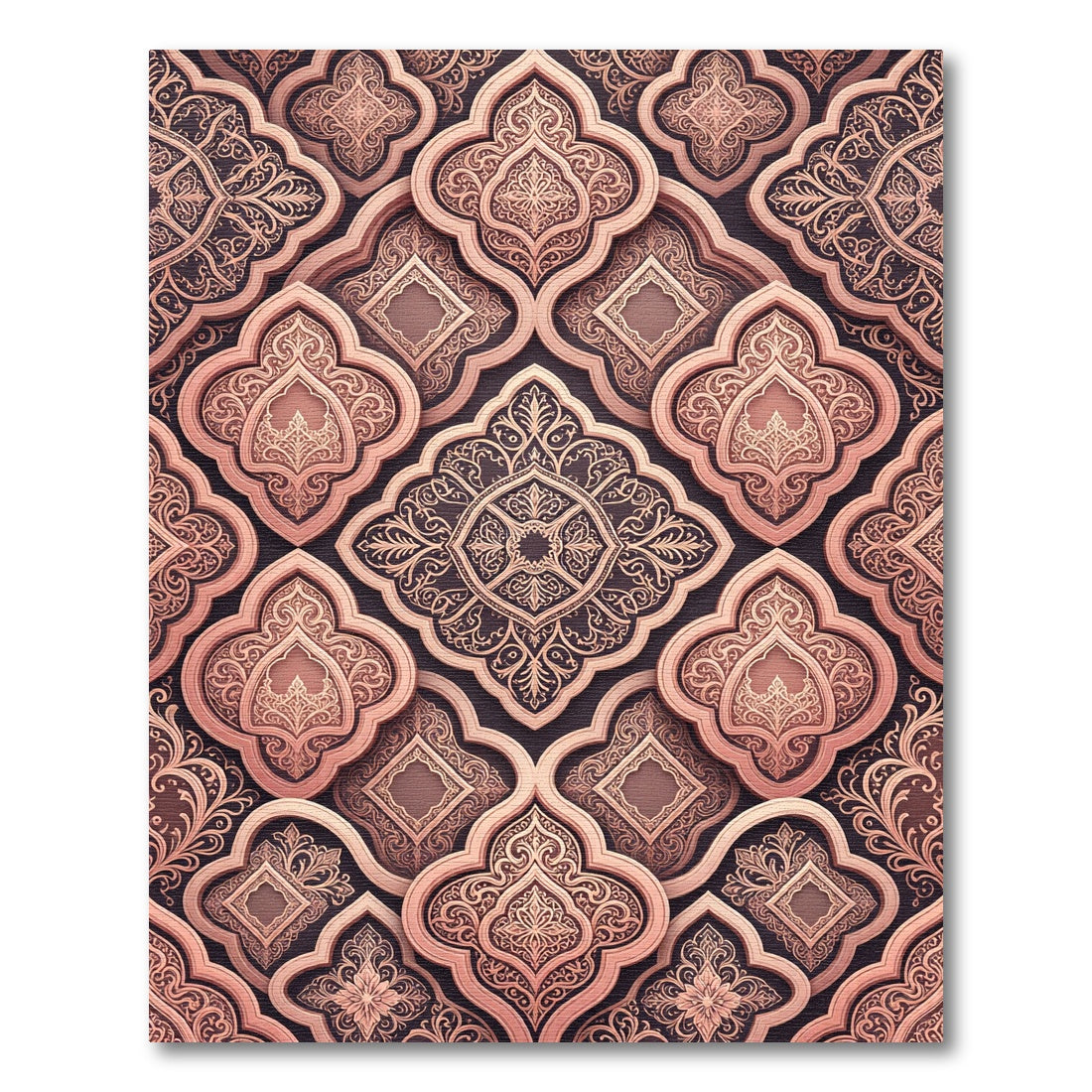 Rose Gold Arabesque Medallion Composition Rug