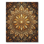 Golden Floral Medallion Ornate Tapestry Rug