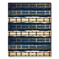 Golden Rail Navy Striped Abstract Art Rug