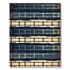 Golden Rail Navy Striped Abstract Art Rug