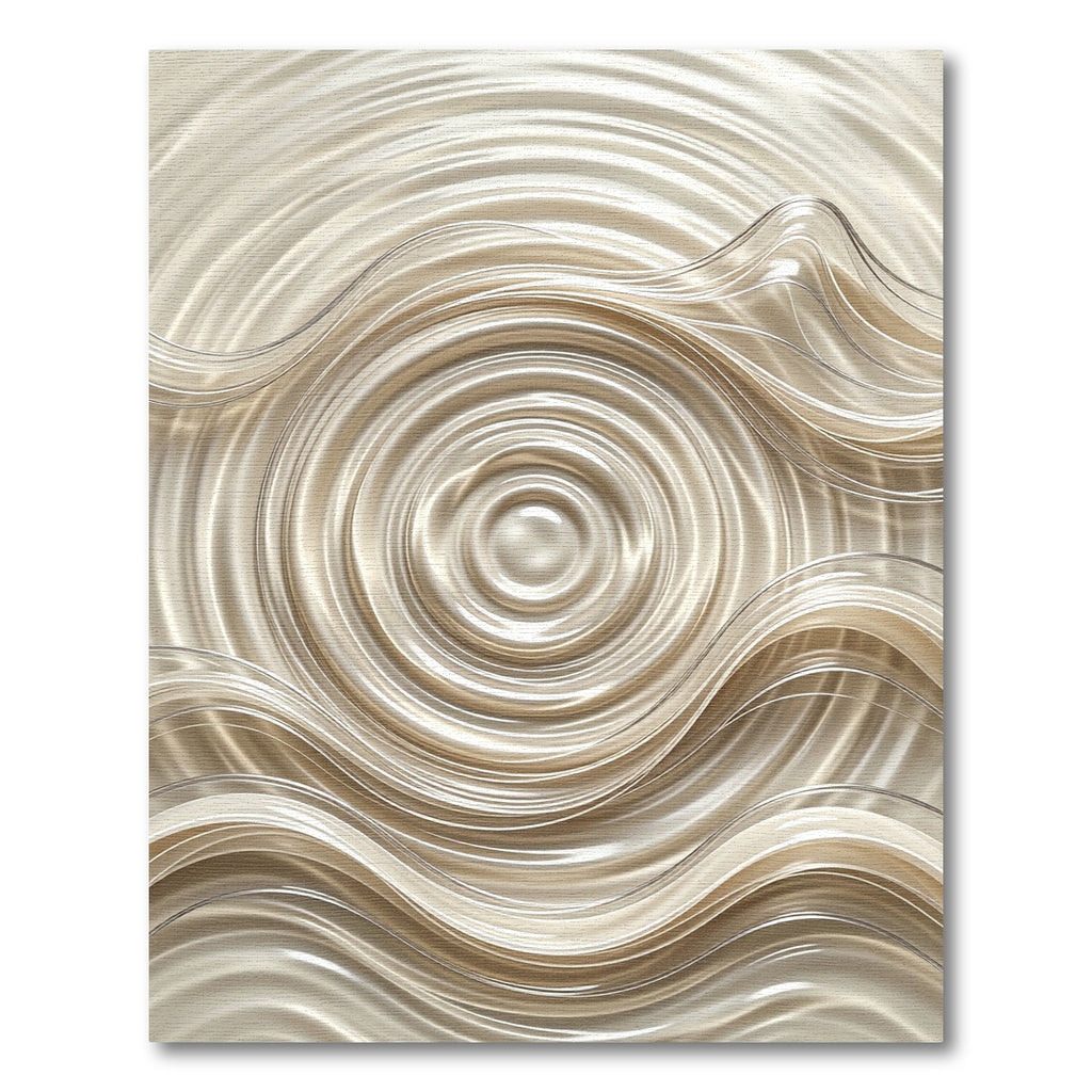 Shimmering Champagne Fluid Wave Circular Rug