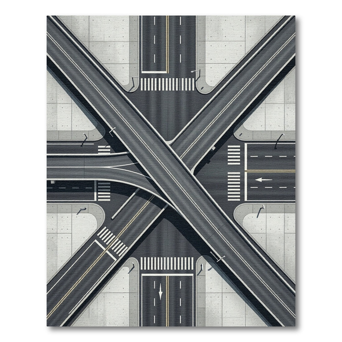 Gray Urban Road Intersection Rug