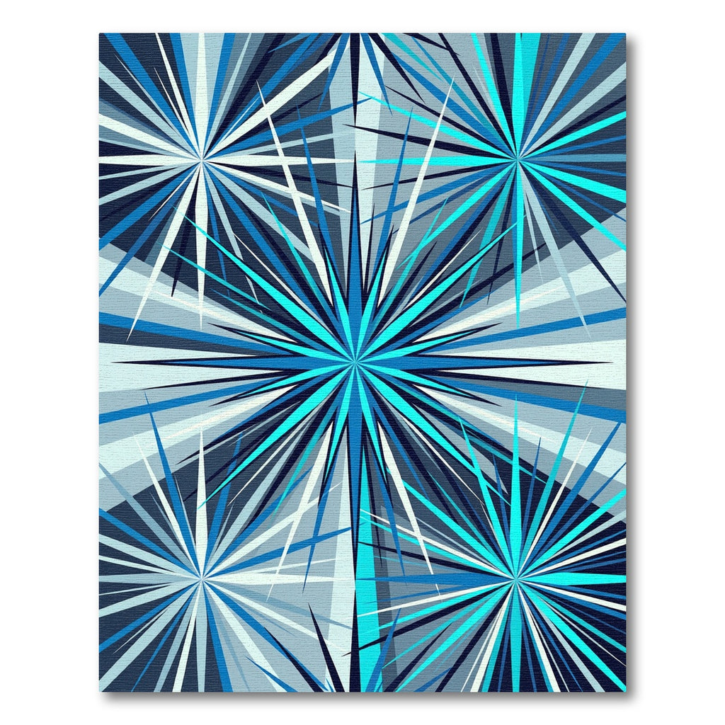 Radiant Blue Geometric Starburst Abstract Rug