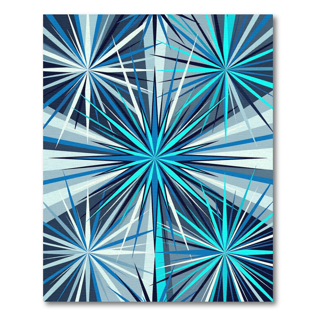Radiant Blue Geometric Starburst Abstract Rug
