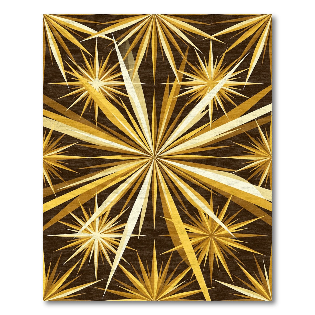 Radiant Gold Starburst Geometric Art Rug