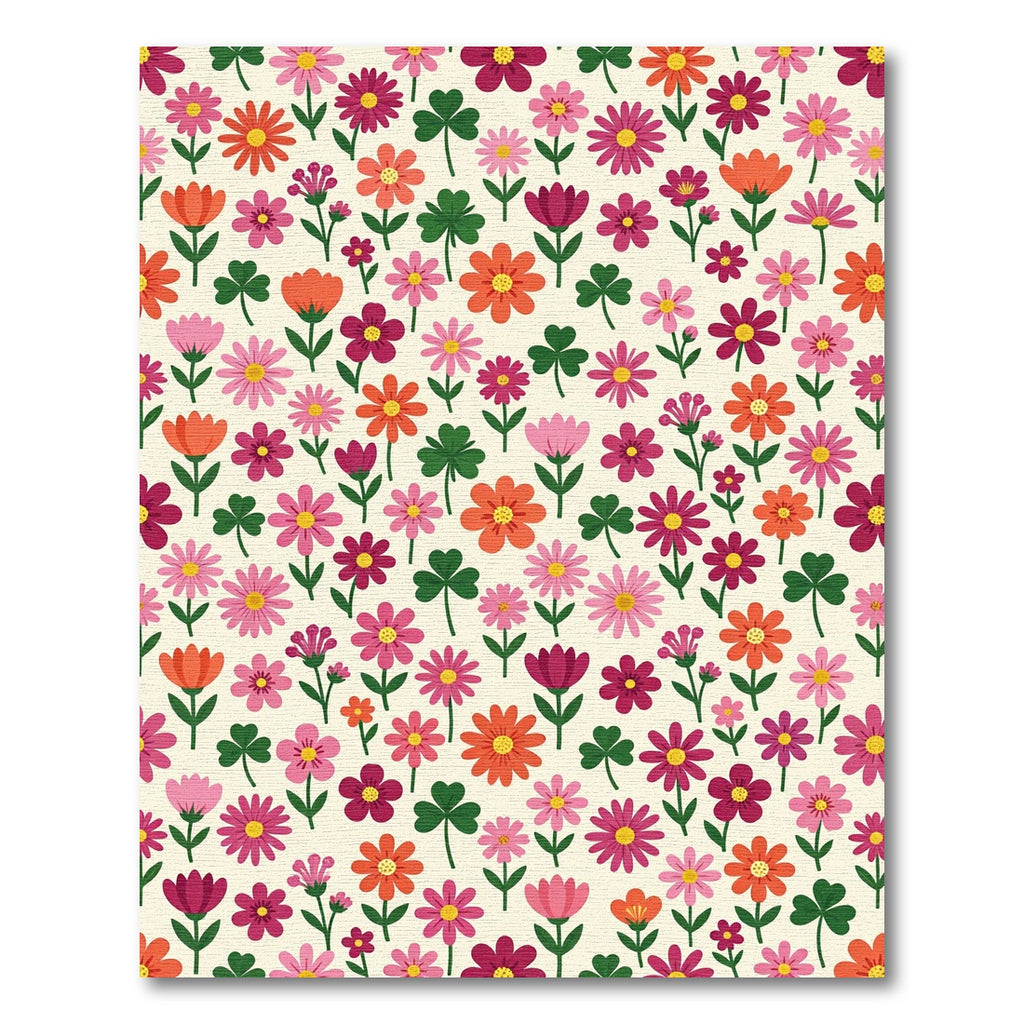 Bright Floral Meadow With Clover Accents Rug