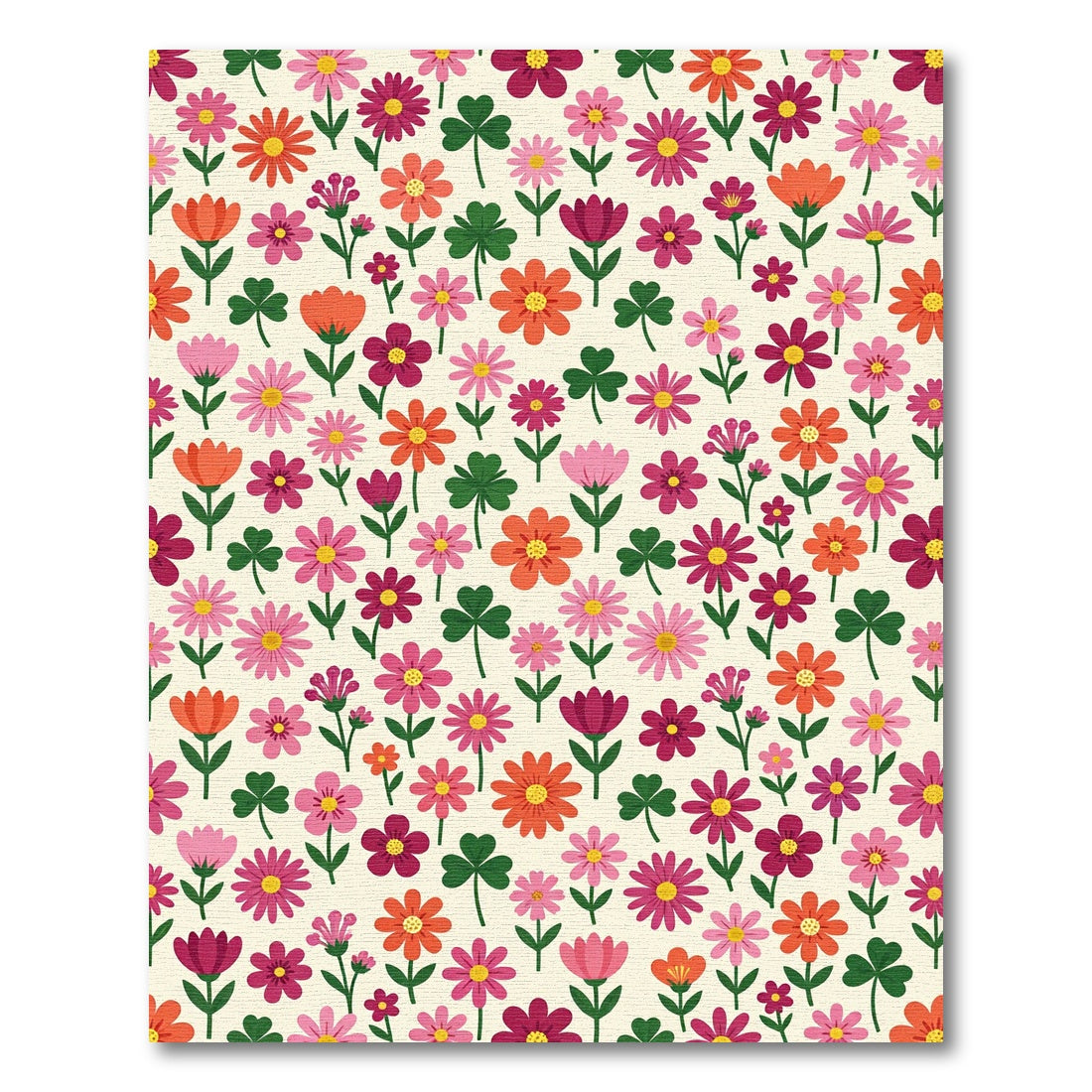 Bright Floral Meadow With Clover Accents Rug