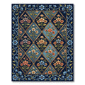 Floral Diamond Navy Blue Botanical Rug