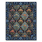 Floral Diamond Navy Blue Botanical Rug