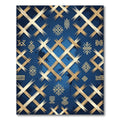 Golden Angular Lattice on Navy Rug