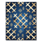 Golden Angular Lattice on Navy Rug