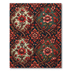 Vintage Crimson Floral Vine Scroll Rug