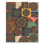 Vibrant Teal Orange Paisley Medallion Array Rug