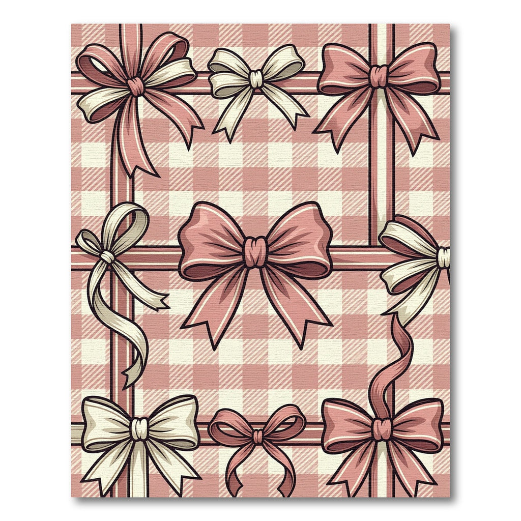 Pastel Pink Gingham Ribbon Bows Rug