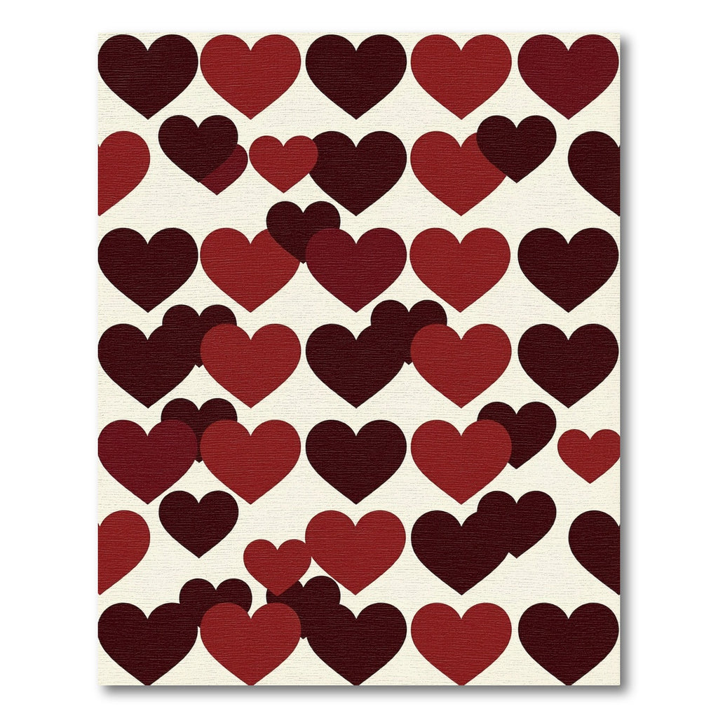 Romantic Maroon Crimson Heart Grid Rug