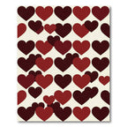 Romantic Maroon Crimson Heart Grid Rug