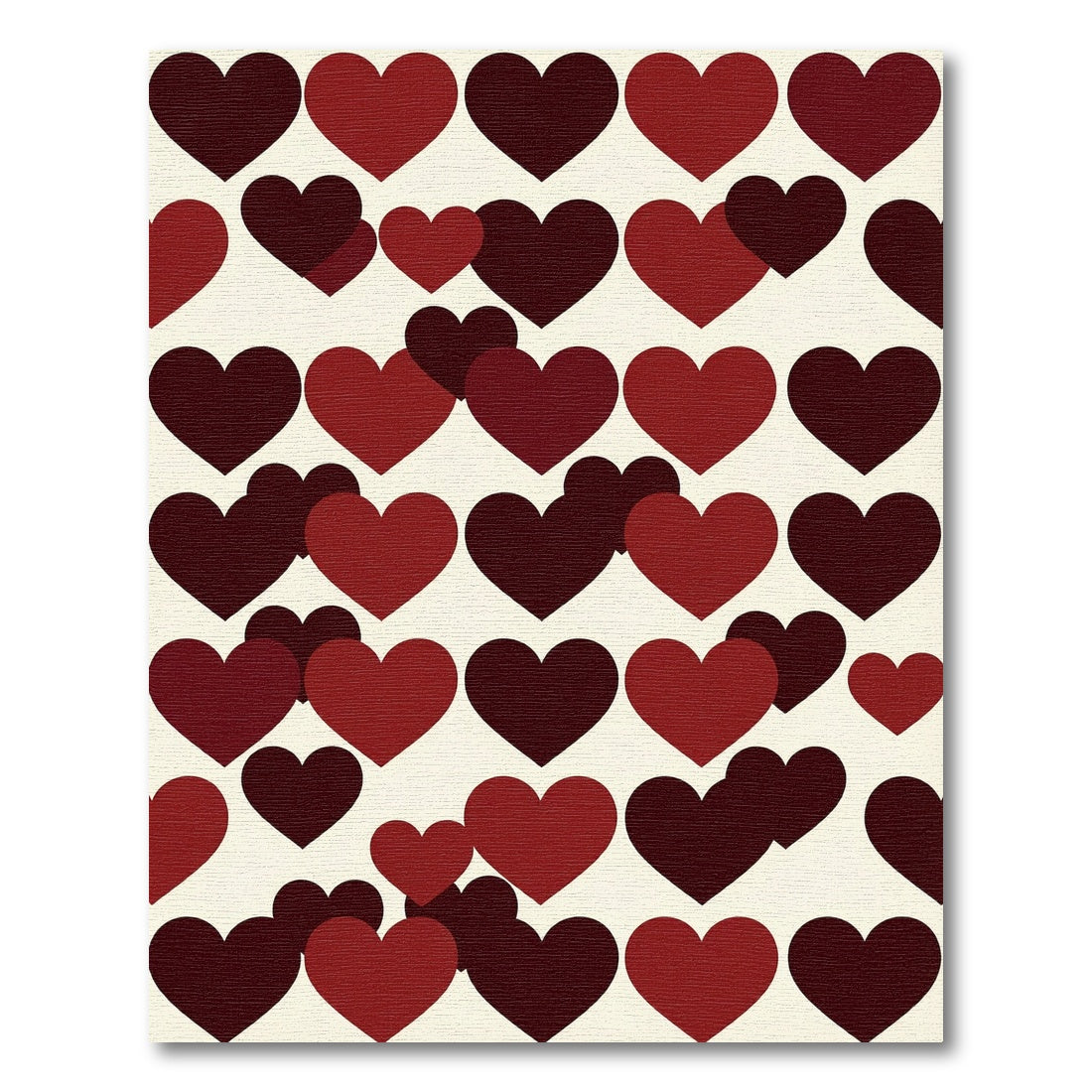 Romantic Maroon Crimson Heart Grid Rug