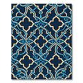Ornate Midnight Blue Gold Geometric Lattice Rug