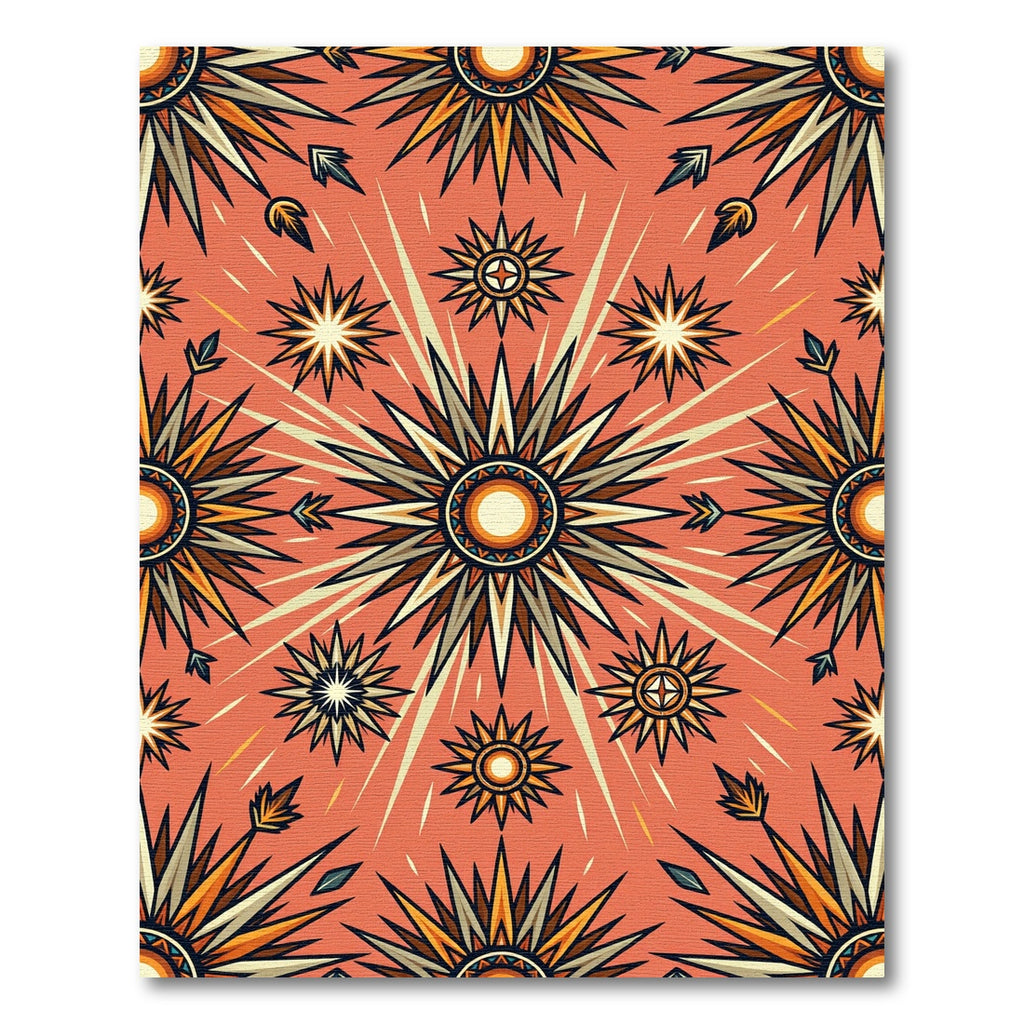 Warm Orange Sunburst Starburst Rays Rug