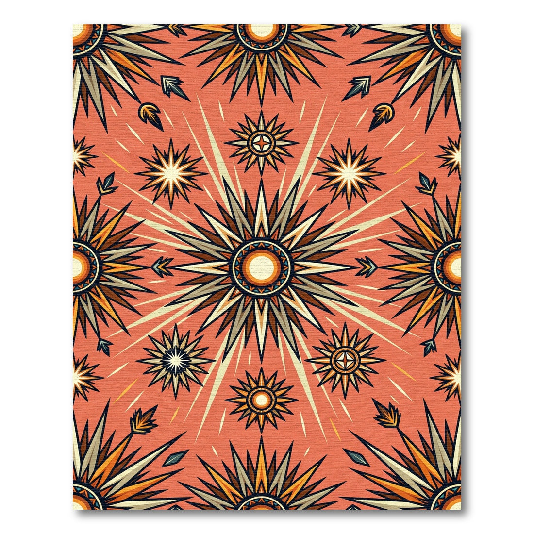 Warm Orange Sunburst Starburst Rays Rug