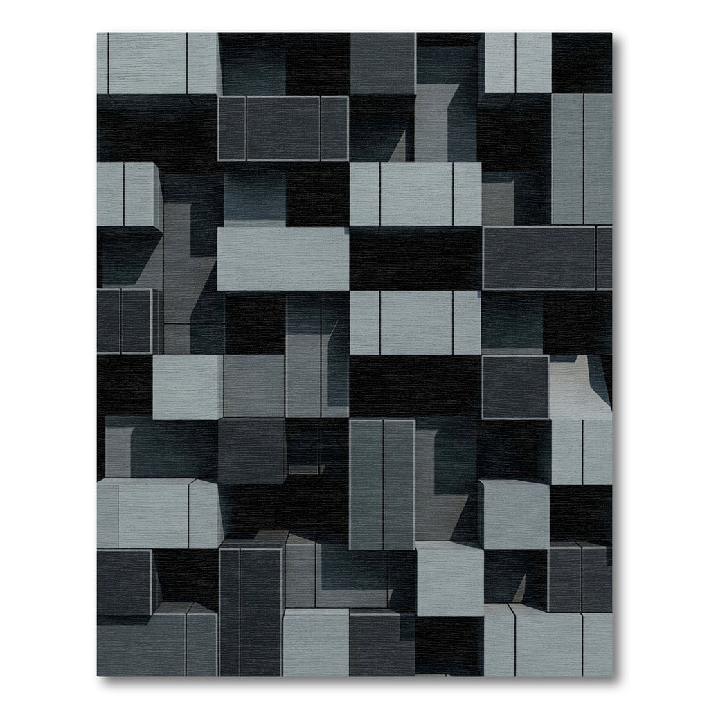 Modern Geometric Stacked Block Rug
