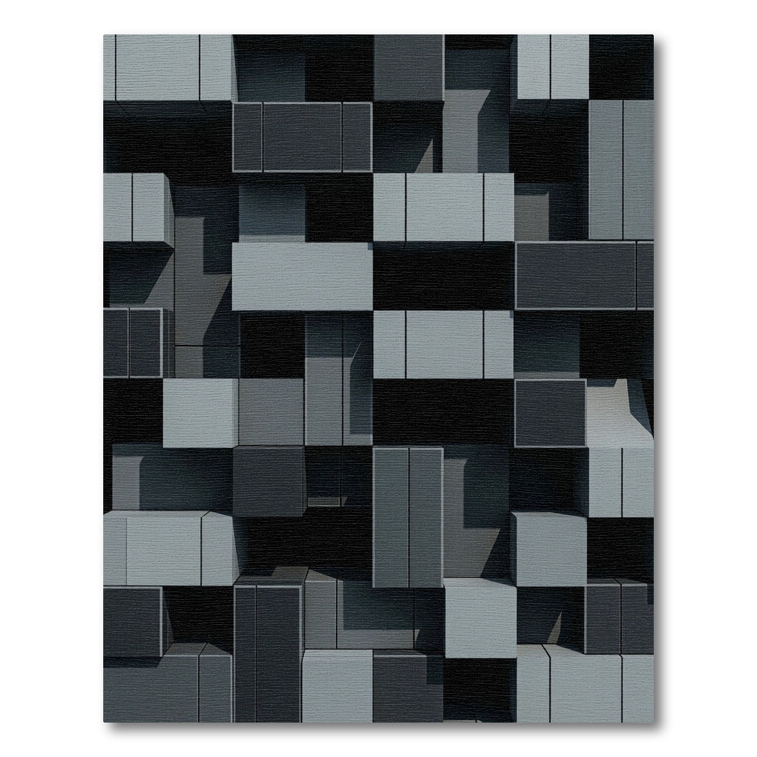 Modern Geometric Stacked Block Rug