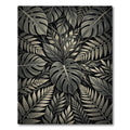 Monochrome Tropical Botanical Leaf Foliage Rug